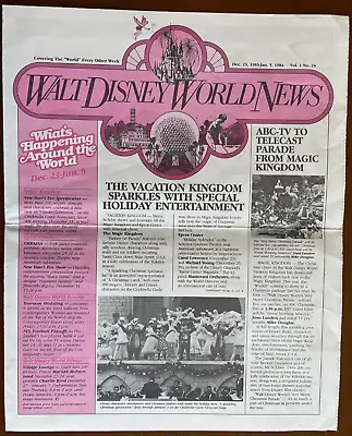 Dec 1983 Jan 1984 WALT DISNEY WORLD NEWS Paper EPCOT CENTER MAGIC KINGDOM EVENTS • $11.24