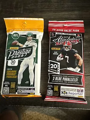 2023 Panini Football  NFL Fat Pack LOT Absolute & Prestige 50 Cards Total • $15.57