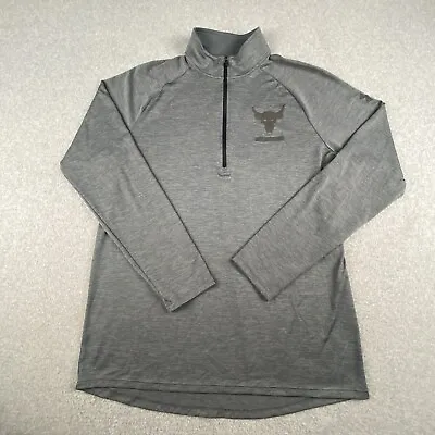 Under Armour Project Rock Shirt Mens Medium Gray Heat Gear 1/4 Zip Mock Neck • $24