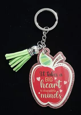 Acrylic Apple Teacher Gift - It Takes A Big Heart To Shape Little Minds Keyring • $9