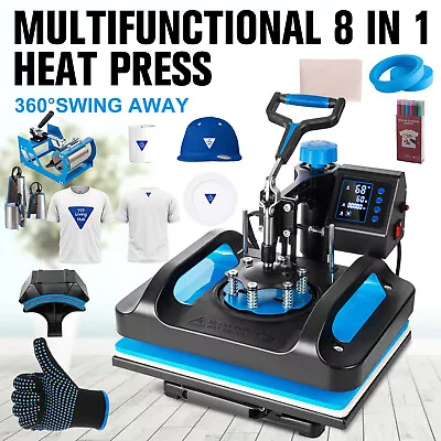 8IN1 Heat Press Machine 15 X15  Sublimation Transfer T-Shirt Mug Plate Hat Blue • $199.90