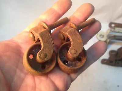 2 Vintage Industrial Metal Wheel Casters • $21.24