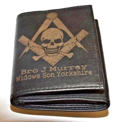 Masonic Widows Sons Personalised Gift Wallet Any Name Lodge Name & No. Leather • £17.99