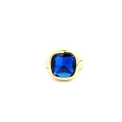 10kt Yellow Gold Men's Blue Lab Created Blue Sapphire Ring Size 9.75 8.3 Grams • $499