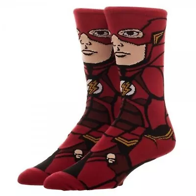 Justice League FLASH Men's Crew Socks DC Comics Bioworld 1 Pair JLA Movie 360 • $13.60