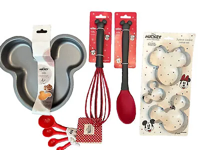 Disney Mickey Mouse Cookie Cutters Pan Whisk Spoon& Measuring Spoons BNWT • £17.99