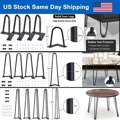 Coffee Table Legs Hairpin Legs Metal Legs Furniture Legs 6 To 28   Iron 4Pcs/Set • $15.86