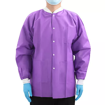 10/50Pcs JMU Medical Lab SMS Jackets Coats 40g W/ Knit Cuffs 3 Pockets S/M/L • $27.99