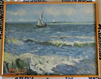 $59.90 • Buy Van Gogh '91 Repro Poster Print Seascape Framed Under Acrylic Glass 24 X 19 Inch