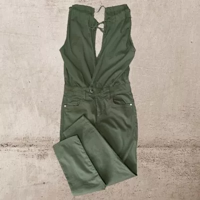 Met Pants Jumpsuit Womens Size 25 Army Green One Piece Pocketed Sleeveless • $71.40