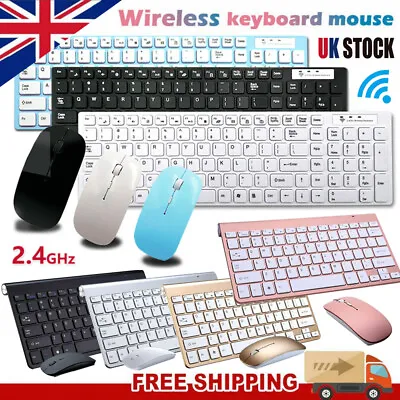 £11.99 • Buy 2.4G Wireless Keyboard And Cordless Mouse Set For PC Latptop Desktop Apple Mac
