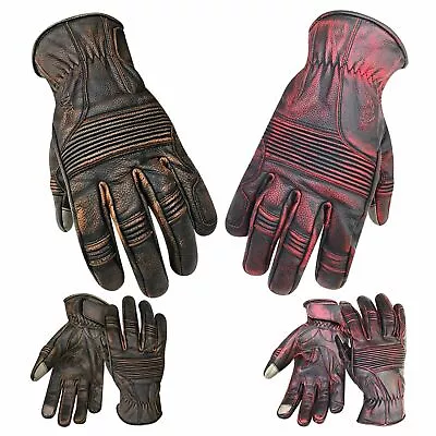 Winter Cow Hide Leather Motorbike Sports Racing Gloves Dirty Look I Touch 9007 • £34.99