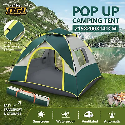 $79.95 • Buy OGL 3 Person Camping Tent Pop Up Instant Beach Shade Shelter Family Waterproof