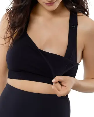 Ingrid & Isabel Seamless Nursing Sports Bra Black Size L 3829 • $15.95