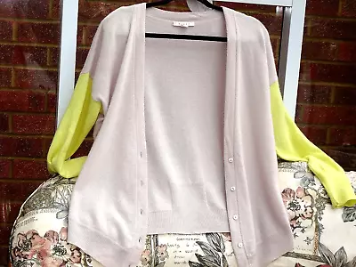 Duffy Off White Yellow 100% Cashmere Cape Style Asymmetric Cardigan • £22.95