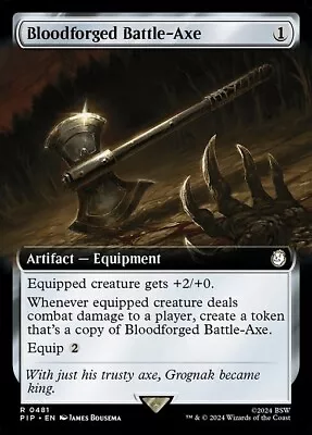 MTG - (Extended Art) BLOODFORGED BATTLE-AXE - Fallout (R) • $1.99