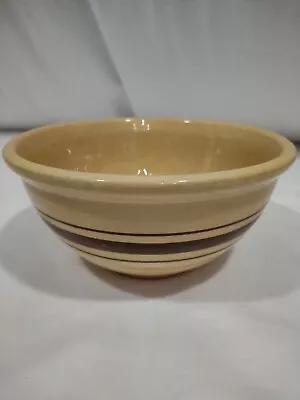 Vintage Mixing Bowl Yellow Ware  Brown Band / Stripes  7.5 D X 3.5 H READ • $13