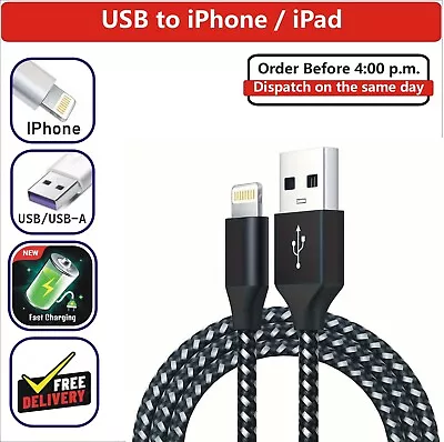IPhone IPad 5 6 7 8 X XS XR 11 12 13 14 Pro Max Fast Charger Charging Long Cable • £2.99