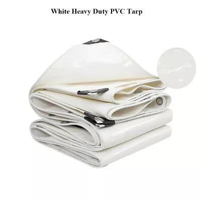 Heavy Duty Tarp 16 Mil PVC Waterproof Canopy Tarpaulin White Tent Car Boat Cover • $20.99