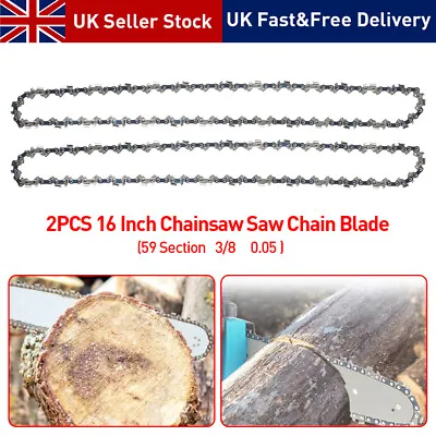 2x Chainsaw Saw Chain Blade Parts Tool Wood Cutting 16inch 59 Drive Links • £8.99