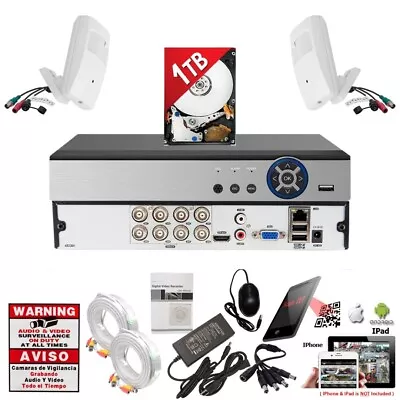 8 Channel H265 DVR 1TB Hard Drive 2x 1080p Hidden Night Vision Security Camera • $289.97