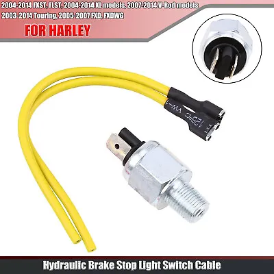 Hydraulic Brake Stop Light Switch With Cable For Harley Dyna Softail Motorcycle • $16.13