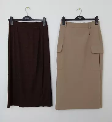 2x M&S Skirt Bundle Size 10 Natural Beige Black Copper Glitter Midi Mini NWOT F2 • £9.99