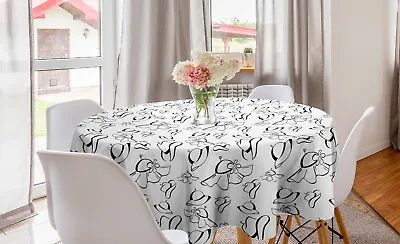 £23.99 • Buy Silhouette Round Tablecloth Monochrome French Hats