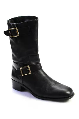 Vince Camuto Signature Womens Buckle Mid Calf Stacked Heel Boots Black Size 8.5 • $34.99