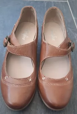 M & S Footglove Ladies Brown Leather Flat Shoes (mary Janes) Uk Size 5. • £14.99