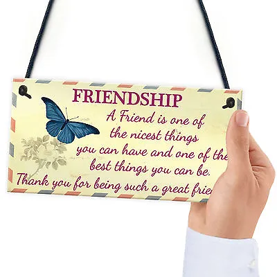 Friendship Sign Best Friend Plaque Gift Shabby Chic Thank You - READ ME VINTAGE • £3.99