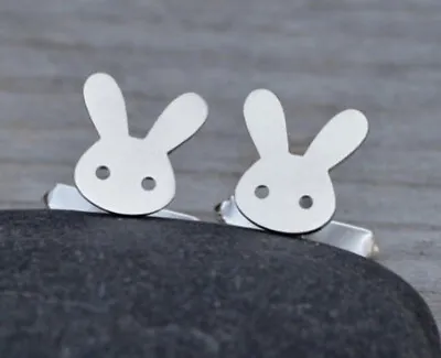 Rabbit Cufflinks In Sterling Silver Bunny Cufflinks Ear Up Handmade New • $78.39