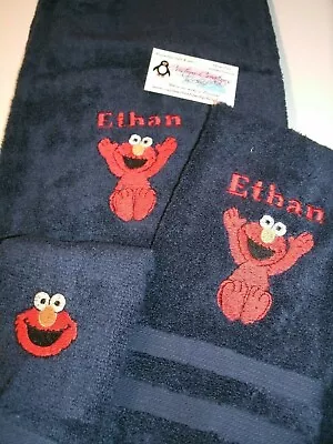 Laughing Red Furry Guy Personalized 3 Piece Bath Towel Set Custom Towel Set • $28