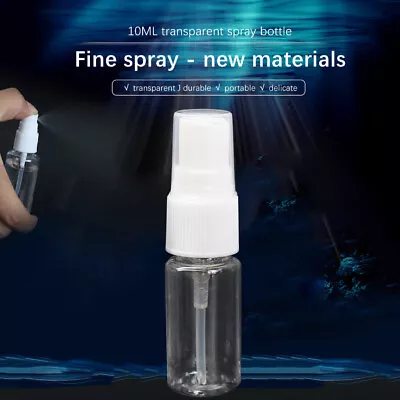 10ml Transparent Spray Bottle Plastic Refillable Small Travel Mist Empty • £0.22