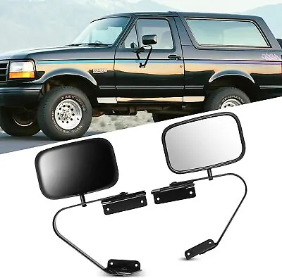 Manual Smooth Black Fold Side Mirrors Pair For 1980-1996 Ford F150 F250 F350 • $37.99