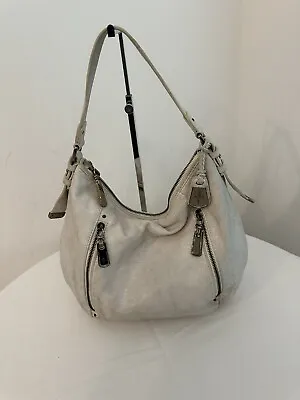 Cole Haan Shimmering Offwhite Leather Hobo Shoulder Handbag • $19.99