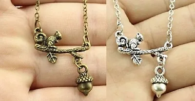 $5.99 • Buy SQUIRREL ON A LIMB With Dangle Acorn 1  Pendant 18  Link Chain Necklace (#3)