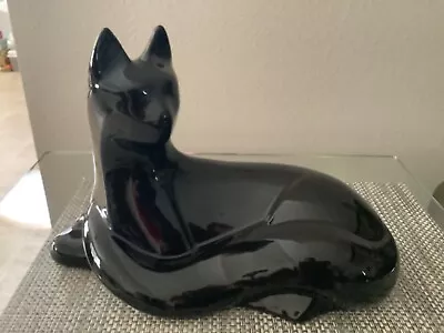 Haeger Reclining Black Cat Figurine Statue Glossy Art Royal Deco 10  • $88