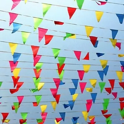 200M 300pcs Triangle Flags Bunting Banner Pennant Festival Wedding/Party Garden • £6.99