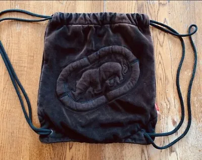 EckoRed Rhino Drawstring Bag Backpack Deep Brown Red Interior Velour Shell • $12.90