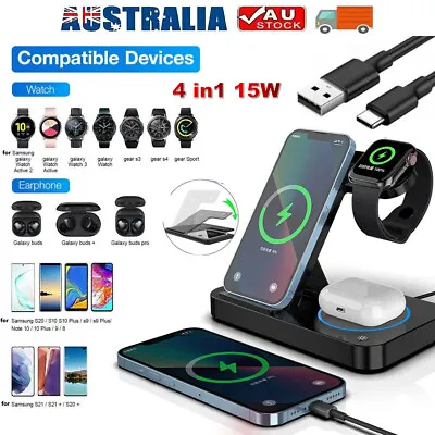 4 In1 15W Wireless Charger Fast Charging Dock Station For Samsung Watch Phone 14 • $31.99