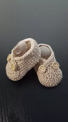 Crochet Baby Shoes 3-6 Months Handmade • £6.49