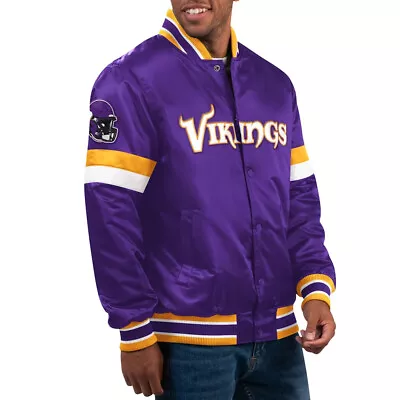 NFL Minnesota Vikings Purple Golden Satin Letterman Baseball Varsity Jacket • $85