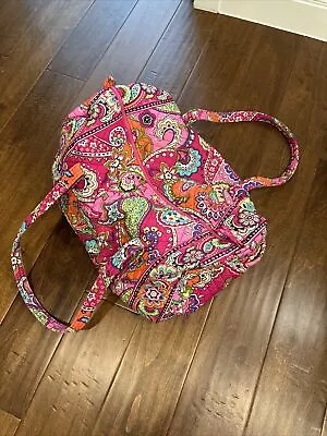 VERA BRADLEY Pink Swirls Weekender Duffel Bag Orange Purple Flowers Paisley EUC • $39.99