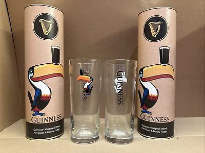 £16.99 • Buy 2 X Guinness Official Merchandise Toucan Pint Glasses & Gift Tube - Free Postage