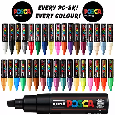 Uni Posca PC-8K Paint Marker Art Pens - Broad Chisel 8mm - Buy 4 Pay For 3 • £5.79