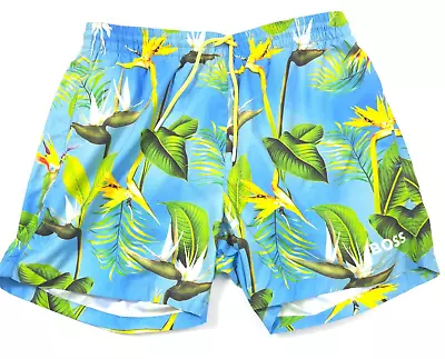 HUGO BOSS Piranha Blue Swim Trunk Shorts Mens Size Medium • $37.46