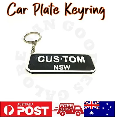 Personalised Car Plate Number 3D Printed Text Keyring KeyChain Tag  • $9.99