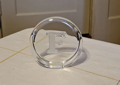$24.95 • Buy Vtg Viking Glass Initial Monogram Letter F Paperweight With Label Excellent!