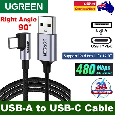 Ugreen Right Angle 90 Degree USB-A To USB-C 18W 3A Fast Charger Cable • $15.95